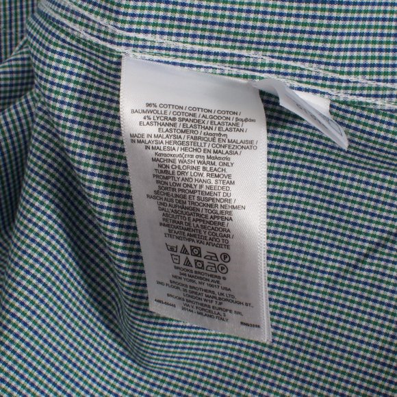 NWOT Brooks Brothers 15.5-32 Men's Dress Shirt Glue Green White Guncheck - Picture 5 of 6